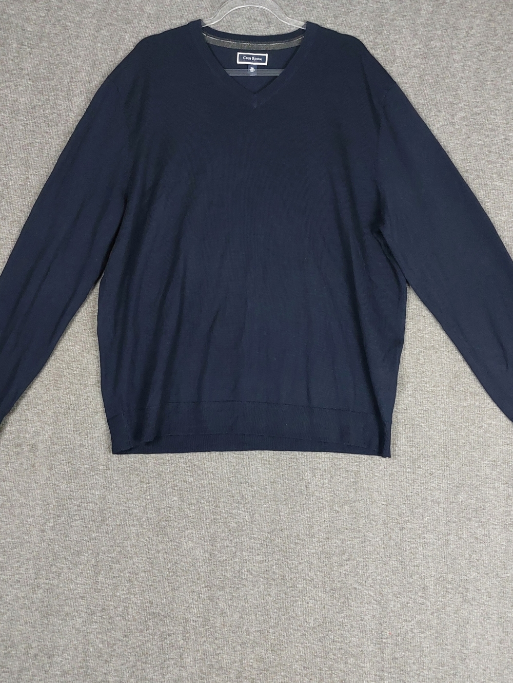 CLUB ROOM MENS NAVY BLUE MERINO WOOL BLEND VNECK LONG SLEEVE SWEATER SIZE XXL